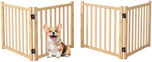 Freestanding Wooden Dog Gate Indoor- 23" H 2 Panels 2PCS by Oapety
