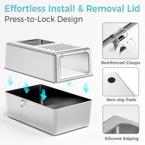Enclosed Stainless Steel Cat Litter Box - Image 5