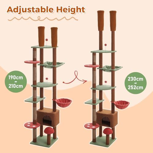 PETEPELA Floor to Ceiling Cat Tree, Adjustable 90.5"-100.4" Tower - Image 2