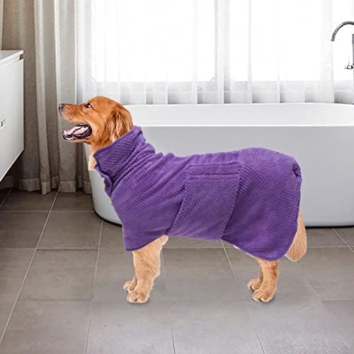 Geyecete Pineapple Grid Fast Drying Super Absorbent Dog Cat Bath Robe Towel - Image 6