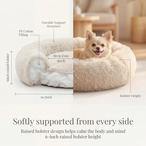 nononfish Puppy Bed for Small Dogs, Calming Donut Round Pet Bed - Image 4