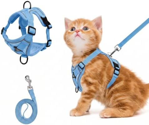 cat Chest Harness and Leash, Anti-Escape Adjustable Soft mesh cat Leash and by Shudyear