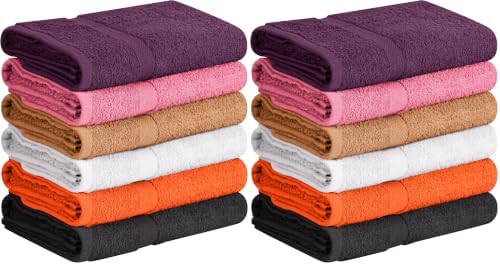 Towel and Linen Mart 100% Cotton 12 Pack Bath Towel Set, Quick Dry, Super by T+%26+L+Towel+and+Linen+Mart
