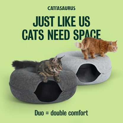 Cattasaurus Peekaboo Cat Cave Duo Jumbo Set, Extra Spacious Cat Donut - Image 5