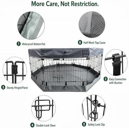 PJYuCien Puppy Playpen with Top Cover & Bottom Pad, 8 Panels 42" H - Image 2