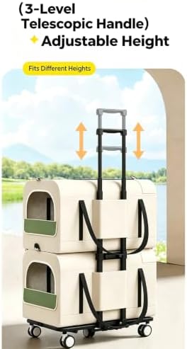 Double Decker Rolling Cat Carrier Large Wheeled Pet Carrier - Image 7