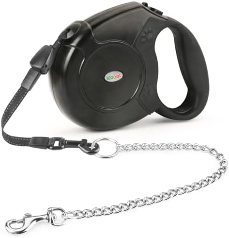 Idepet Heavy Duty Retractable Dog Leash Steel Chain 16ft Pet Leashes by Idepet