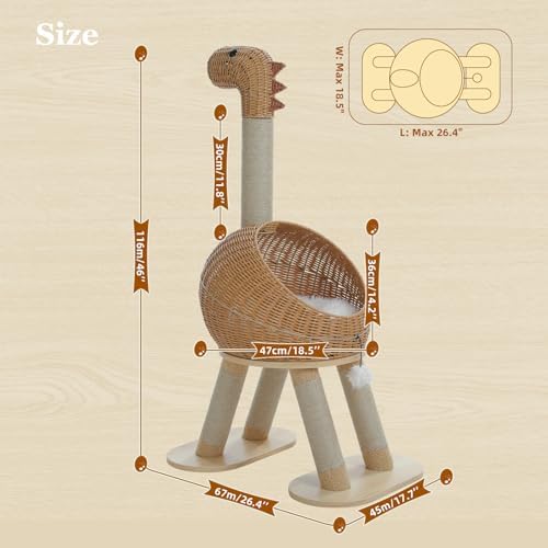 PAWZ Road Dinosaur Cat Tree 46” Cat Scratching Posts - Image 2
