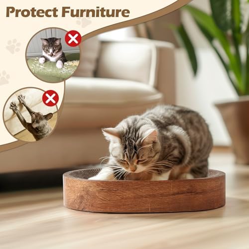 ComSaf Cat Scratcher Bed, Oval Cardboard Scratching Board - Image 6