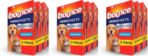Bounce Pet Hair and Lint Guard Fabric Softener Dryer Sheets | Fresh Scent | 3X by Bounce
