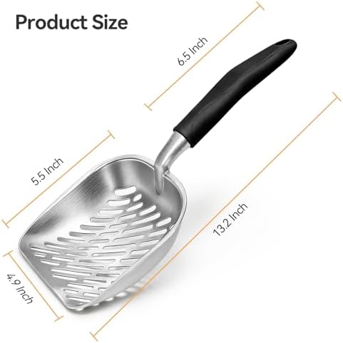 Cat Litter Scoop, Large Long Handle Kitty Metal Scooper - Image 2