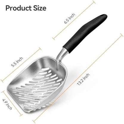 Cat Litter Scoop, Large Long Handle Kitty Metal Scooper - Image 2