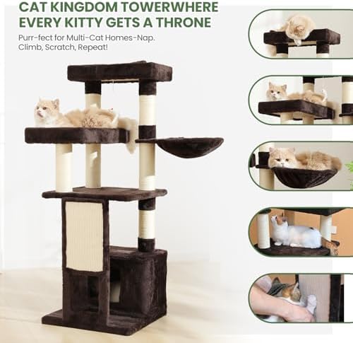 51 in Multi-Level Cat Tree Tower Space Saving Indoor Cat Playhouse - Image 2