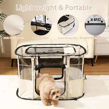 XRG Foldable Dog Playpen with Pad, Indoor Cat Kennel M - Image 5