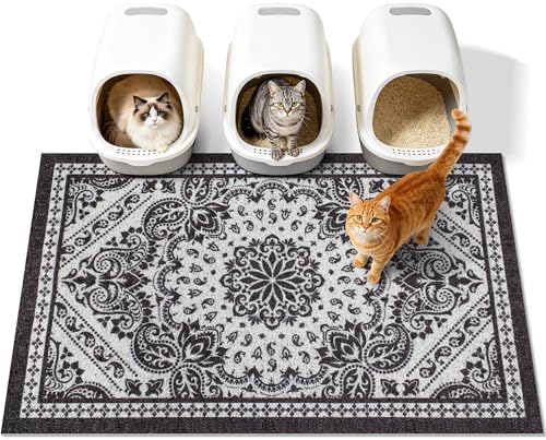 Cat Litter Mat, Waterproof & Non-Slip Backing, Litter Box Catcher, Soft on by Yigerlee