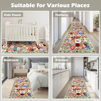 Floral Hallway Runner Rug 2x6 for Bedroom Kitchen - Image 4