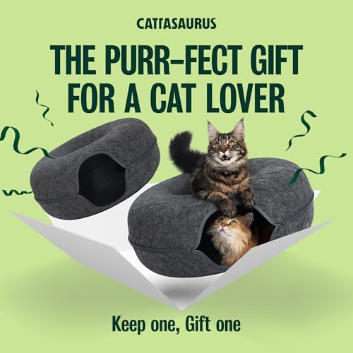 Cattasaurus Peekaboo Cat Cave Duo Jumbo Set, Extra Spacious Cat Donut - Image 4