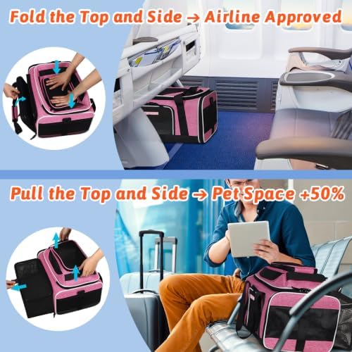 Petskd Top and Side Expandable Small Pet Carrier Airline Approved - Image 2