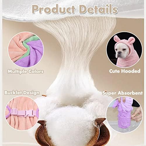 Dog Bathrobe, Microfiber Fast Drying Absorbent Hooded Bath Towel - Image 2