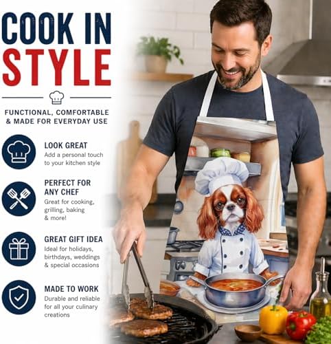Caroline's Treasures Cavalier Spaniel The Chef Apron Cooking Kitchen Server - Image 2