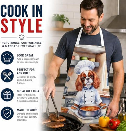 Caroline's Treasures Cavalier Spaniel The Chef Apron Cooking Kitchen Server - Image 2