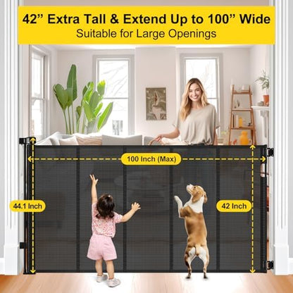 Reinforced 42" Tall x 100" Extra Wide Retractable Baby Gates - Image 4