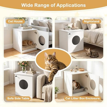 Tangkula White Cat Litter Box Enclosure - Image 7
