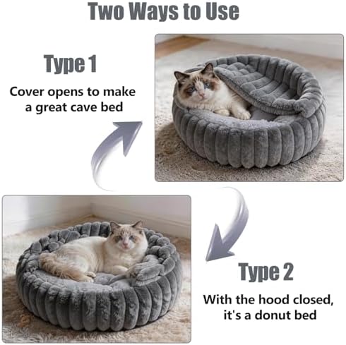 Cat Beds for Indoor Cats, 2 in 1 Cat Cave Bed Kitten Bed for Small Pets - Image 2