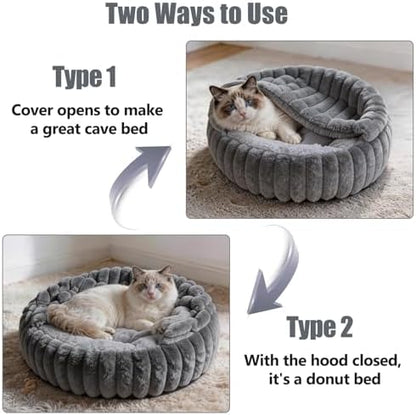 Cat Beds for Indoor Cats, 2 in 1 Cat Cave Bed Kitten Bed for Small Pets - Image 2