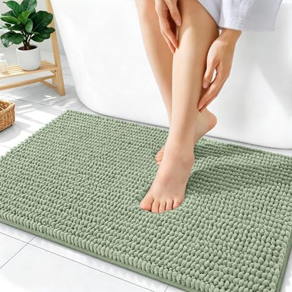 OLANLY Thick Chenille Absorbent Bathroom Rugs Mat 36x24, Sage Green by OLANLY