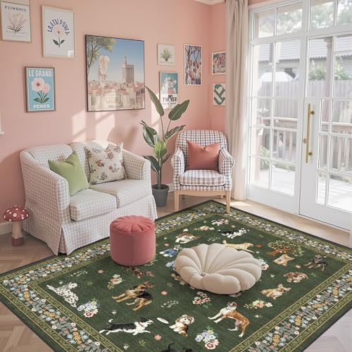 Dark Green Area Rug 4x6 for Bedroom Dining Room - Image 4