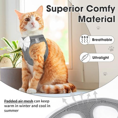 Cat Vest Harness and Leash Set, Escape Proof Kitten Harness Grey S - Image 4