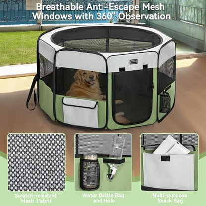 PETSFIT Portable Dog Playpen 45", Removable Waterproof Mat, Zippered Roof - Image 4