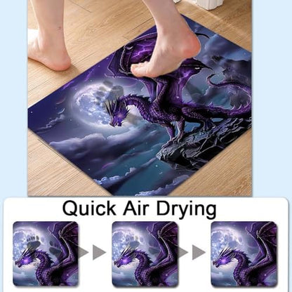 Bath Mat Rug, Majestic Purple Dragon Non Slip Quick Dry Super Absorbent Thin - Image 4