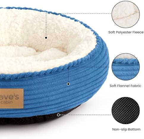 Love's cabin Round Donut Cat and Dog Cushion Bed, 24in Pet Bed - Image 2