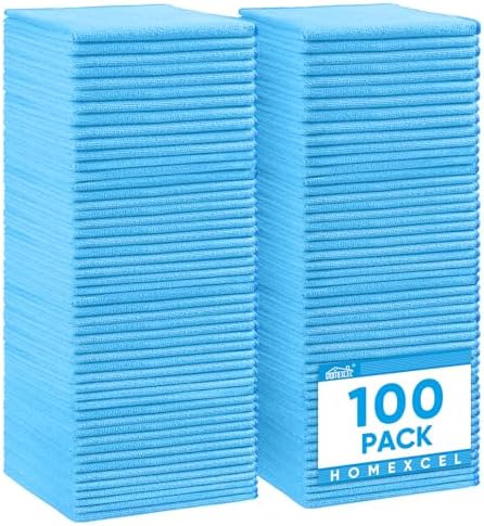 HOMEXCEL 100PK Microfiber Cleaning Cloth, Cleaning Rag by HOMEXCEL