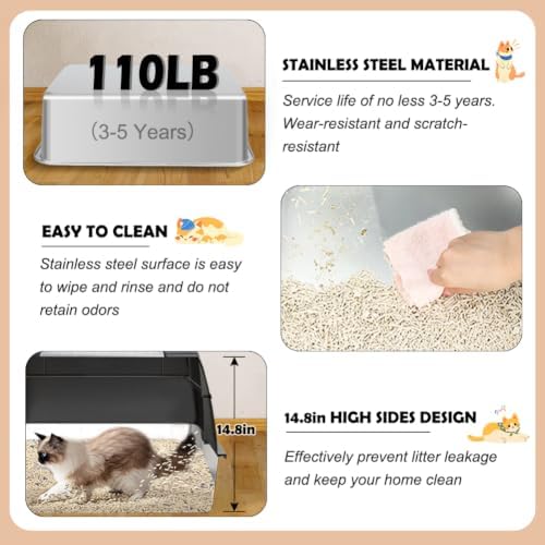 Vivifying XL Stainless Steel Cat Litter Box - Image 5