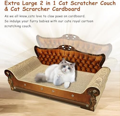 Luxury Cardboard Cat Scratcher Sofa Bed, Couch Shaped Scratching Board - Image 7