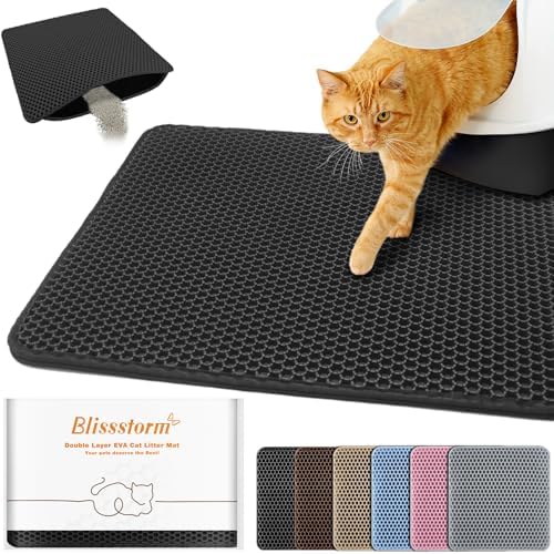Cat Litter Mat 24"x35", Double Layer EVA litterbox Mat by BLISSSTORM