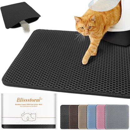 Cat Litter Mat 27"x46", Double Layer EVA litterbox Mat by BLISSSTORM