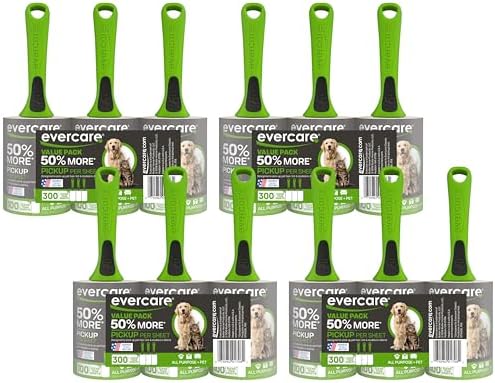 Evercare Pet Hair Lint Rollers All Purpose Use 100 Easy-Tear Sheets Per Roll by Evercare