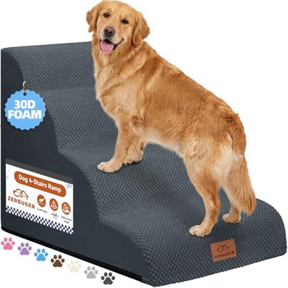 Zerbuger Dog Ramp and Stairs for Bed, Dark Grey 4 Steps 20" H by Zerbuger
