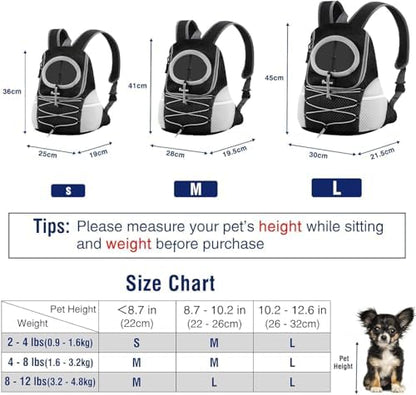 Pawaboo Pet Dog Front Carrier Backpack, Ventilated Mesh Puppy Back Pack - Image 2