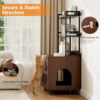 Halitaa Cat Litter Box Enclosure, Cat Box Enclosure Cabinet - Image 7
