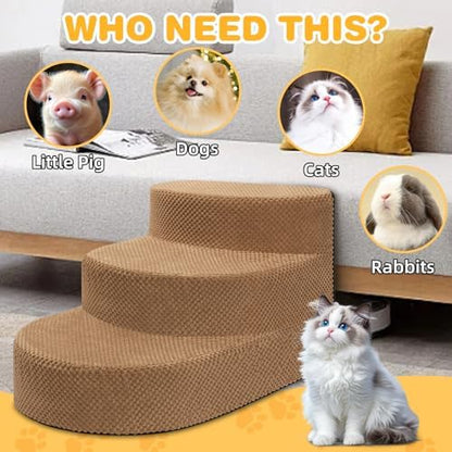 Dog Stairs 3 Steps Foam Pet Ramp - Image 5