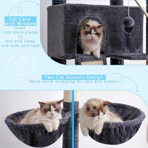 Hey-brother Cat Tree Tower, Adjustable Height, Floor to Ceiling - Image 4