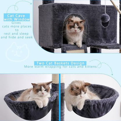 Hey-brother Cat Tree Tower, Adjustable Height, Floor to Ceiling - Image 4