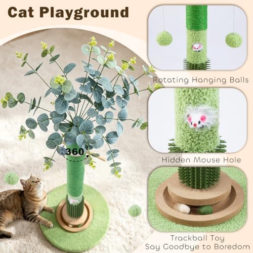 40'' Tall Cat Scratching Post, Cat Toys, Scratcher Tree - Image 3