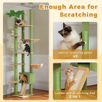 PETEPELA Floor to Ceiling Cat Tree, Adjustable 90.5"-100.4" Tower - Image 6