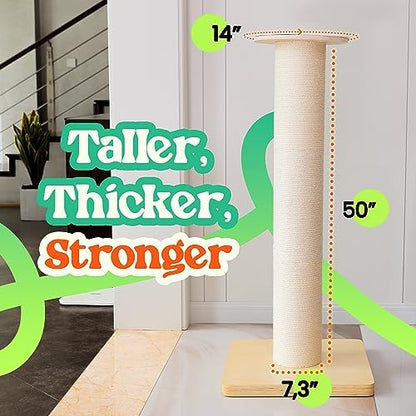50" Tall Cat Scratching Post, Extra-Large Post - Image 2